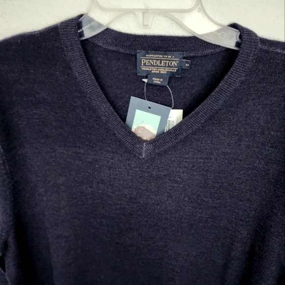 The Pendleton Magic Wash V-neck Pullover Wool Men's Sweater Sz M (NWT) - Picture 4 of 10